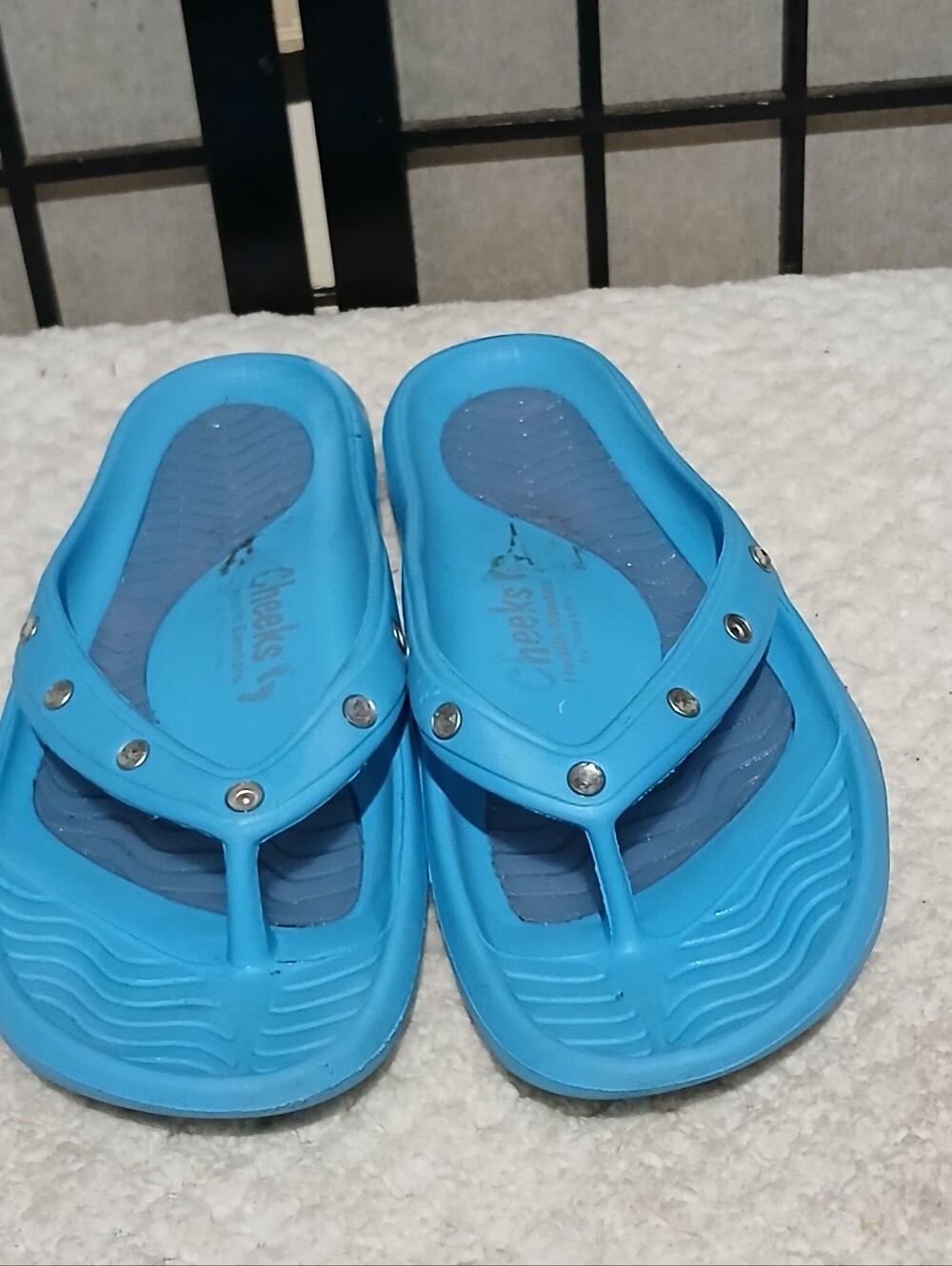 Cheeks Blue Slip-On Thong Sandals -